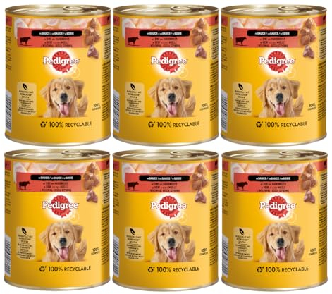 PEDIGREE Dose in Sauce - Verschiedene Geschmacksrichtungen (6x800g, Rind mit Markknochen)