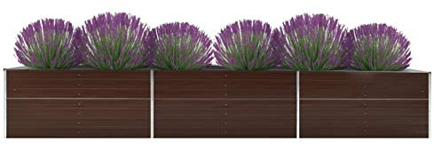Camerina Garten-Hochbeet Verzinkter Stahl 480x80x77 cm Braun Plant Bed Metall Hochbeet