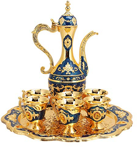 Leopacat ThéIèRe Marocaine, Service A Thé Marocain, Karaca, CafetièRe Vintage Ensemble De Service à Thé Set Pot Café Turc Avec Tasses Pour Accessoire Artisanaux Cadeau Mariage Tea Ornements Maison
