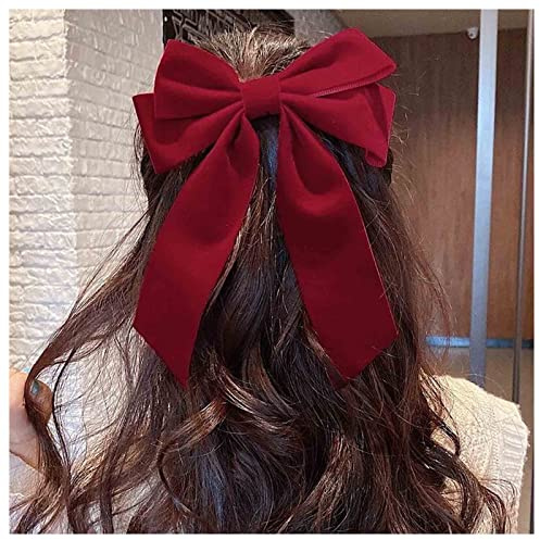 Wendalern Rote Samtschleife Haarspange Lange Schleife Haarnadel Große Handgemachte Schleifekont Entenschnabel Haarspangen Fee Kopfschmuck Haarband Schleife Haar-Accessoire Für Frauen Und Mädchen
