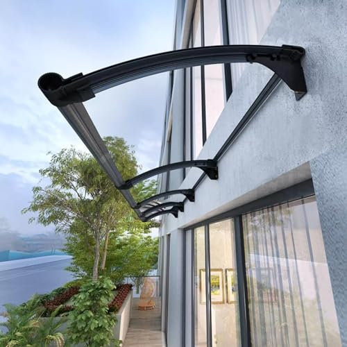 kefu01 Auvent de Porte d'Entrée Évier,Auvent de Fenêtres Autonettoyant à l'eau de Pluie,Auvent Marquise de Protection UV,45/55/65/80/90/100cm,avec Support Mural en Acier au Carbone (90x160cm/35 x63)