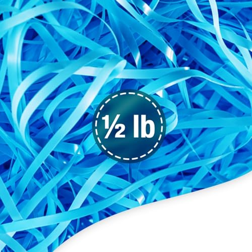 FRiLLZ Påskkorg i plast strimlat – perfekt påskgräs för korgar, jaktar och bordsdekorationer – hem, skola, kontor och påsk firande nödvändighet (blå)