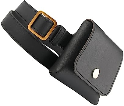Gürteltasche aus Pu in Schwarz, Retro Hüfttasche für Damen | Gürteltasche, Multifunktionale Brusttasche für Alltag, Tragbar mit Genug Platz für Schlüssel und Handy