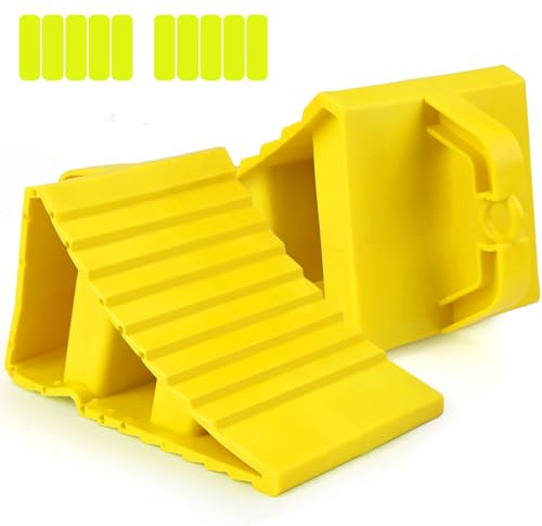 Unterlegkeile Unterlegkeil aus Kunststoff Bremskeile Hemmschuh Radvorleger rutschfeste Unterseite 2 Stück Unterlegkeil LKW Radkeil für PKW, Anhänger, Wohnwagen, Auto, Wohnmobil