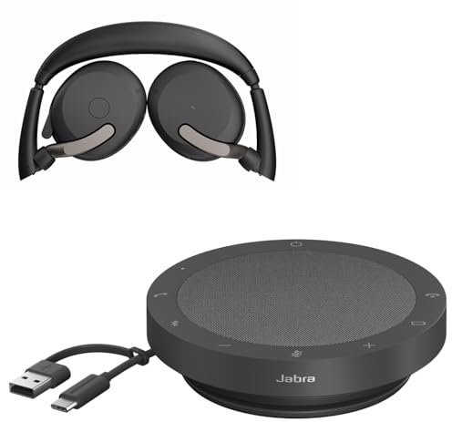 Jabra Evolve2 65 Flex - Wireless Stereo Headset with Bluetooth Speak2 55 Wireless Speakerphone - Certified for Zoom and Google Meet (bundle)