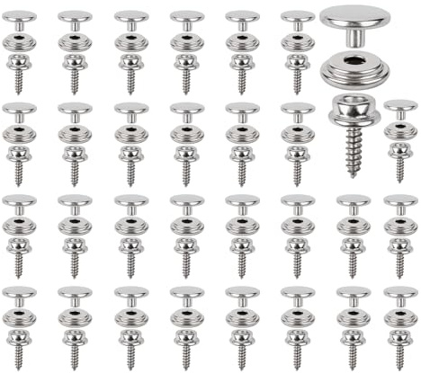 FRUHLING Set med 30 st skruvspännen i rostfritt stål, skruvbara tryckknappar, skruvlås-set för marina presenningar, tältdukar, canvasmöbler, biltält, läder