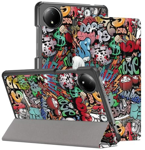 HEISHAYU Custodia per Xiaomi Redmi Pad SE 4G 8.7 Pollici Tablet 2024, Cover con Funzione Auto Sleep/Wake,Z-Graffiti