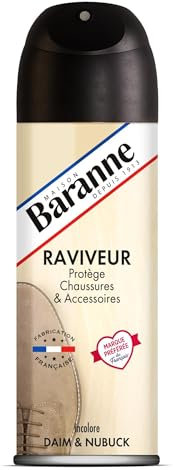 Baranne Aérosol Raviveur Daim Incolore | Protège, Ravive et Imperméabilise | Tous coloris | Chaussures et Accessoires Cuir | Nubuck | 200 mL