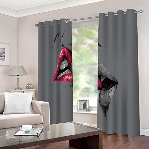 3D-Vorhänge mit Ösen, 3D-Druck, für Schlafzimmer und Wohnzimmer, Heimdekoration, Set mit 2 Paneelen (300 x 270 cm), Kinderzimmer-Vorhänge, Digitaldruck-Design, Grau