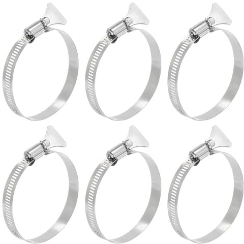 sourcing map 6Pcs Stainless Steel Hose Clamps Worm Gear Hose Clamp, 59-82mm (2-3/8to 3-1/4) Adjustable Thumb Screw Key Type Clamps Fuel Line Clamps 12mm Bandwidth for Plumbing, Automotive