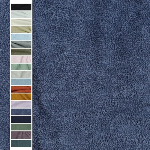 VmG-Store Tela de rizo por metros, 15 colores para coser, albornoz, tejido de rizo, 145 cm de ancho (055 I Jeans)