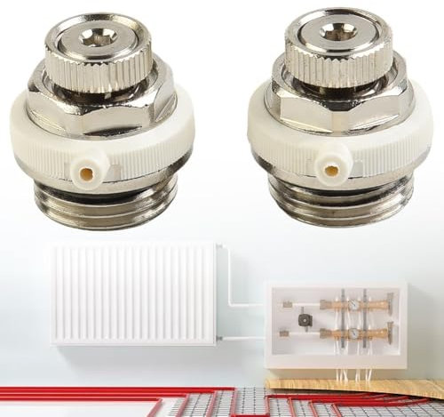 HEBEOT 2Pcs Self-Drilling Radiator Bleed Draining Valves Radiator Vent Valves Automatic Bleed Valve 3/4 Inch For Radiators, Boilers, And Underfloor Heating Distributors