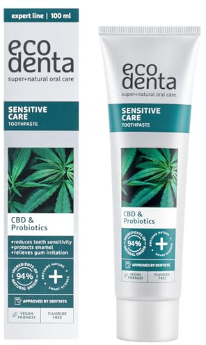 ECODENTA Dentifricio con CBD e probiotici combatte placca e tartaro - pasta tootica per denti sensibili, 100 ml