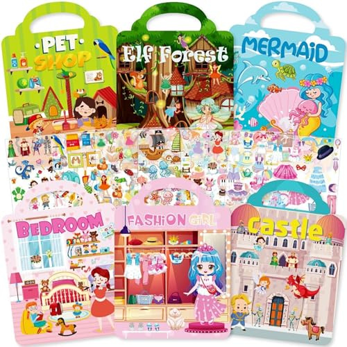 Aannanl 6 Sticker Book - 300+ Wiederverwendbare Stickers ab 2 3 4 Jahre