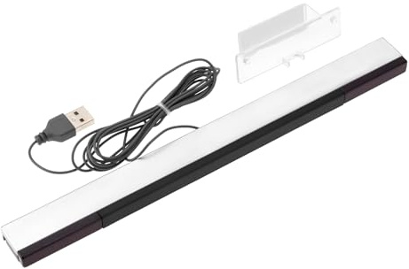 eMagTech 1 Pz. Striscia Sensore Wii Cablata USB Di Ricambio Striscia Sensore Di Movimento A Infrarossi Con Staffa Lunghezza Cavo 2 M Compatibile Con Nintendo Wii E Wii U Console