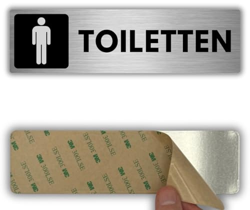 LEIASA | Schild Herrentoilette - 5x18 cm - Aluminium - Männer Waschraum WC | Aufkleber Herren Toilette, Plakette Jungen Sanitärraum, Piktogramm Mann Symbol, Hinweisschild Bad Umkleide für Herren