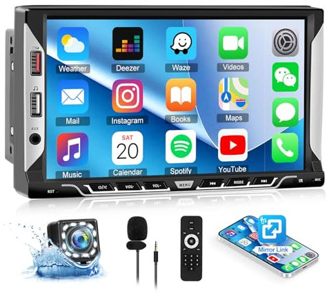OiLiehu 1G+32G Double Din Android 13 Car Stereo, 7'' IPS Touchscreen 2 Din Car Radio with WiFi, GPS, Mirror Link, Bluetooth, EQ, FM/RDS Radio, SWC, 6 USB Ports, AUX, Backup Camera