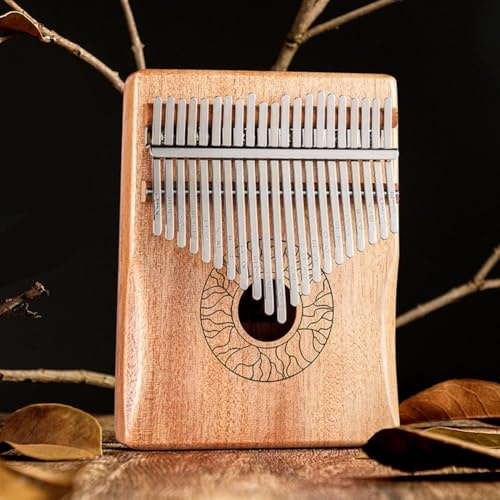 Einsteiger Kalimba Daumen mit 21 Tasten aus massivem Mahagoni mit essentiellem Zubehör für Musikgenuss (Holz)