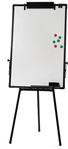 Lavagna bianca con cavalletto regolabile in altezza, 90 x 60 cm, lavagna magnetica per ufficio, casa