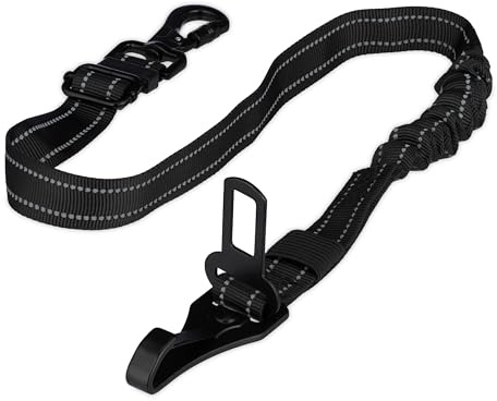 Relaxdays Hundbälte bil, 60–80 cm, med ryggsäck, vridbar karbinhake och bälteslåda, hundbilbälte baksäte, svart