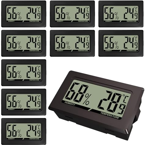 Thermometre Interieur, Lot de 10 Hygrometre Interieur, Mini Digital LCD Temperature Humidite Moniteur Portable Thermometre Hygrometre pour Bureau Cuisine Chambre Incubateurs Reptiles Serre Jardin