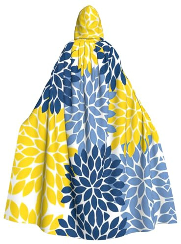 SDEGTHO Dahlia Pinnata Impression Adulte Halloween Cape à Capuche 157,8 Pouces Chapeau Surdimensionné pour Vampire