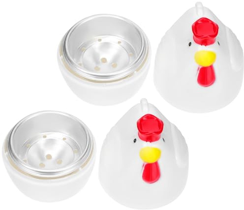 DEARMAMY Cuiseur Vapeur Pour Œufs Micro-ondes En Plastique Forme Poussin, Lot 2 Pièces, Résistant à La Chaleur, Compact, Pratique, Pour Préparation Rapide Petit-déjeuner Garçon Et Filles