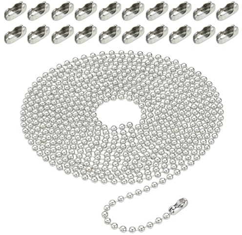 6 Meters 4.5mm Roller Blind Chain with 20 Blind Cord Connector, Vertical Blind Chain with Steel Connectors, 4.5mm Beaded Cord, Durable Roller Blind Chain for Vertical Blinds Repair Parts