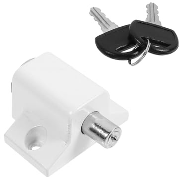 COHEALI Safety Sliding Window Lock with Key Heavy-Duty Zinc Alloy Anti-Theft Sash Stopper for Ventilation and Fall Prevention Adjustable White Window Security Lock for Families