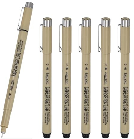 PATIKIL Fineliner-pennor, 6 st 01 0,25 mm finelinerpenna svart vattentät bläckarkivritpennor konsttillbehör set för skissning journalföring scrapbooking konstnär illustration