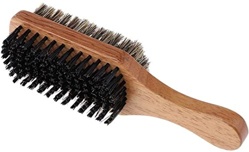 Spazzola con setole, Spazzola per capelli dura e morbida Styling barba da uomo per capelli con setole per il viso a doppia faccia Spazzole per baffi maschili Manico in legno Scrub per capell