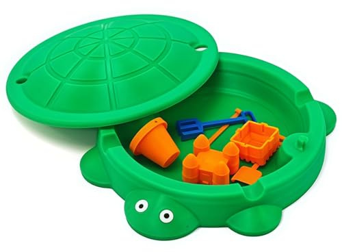 Mini Turtle Sandbox with Lid - Portable Box & Sensory Box for Kids, Play Sand Fun with Mini Turtles Molds & Tools, Zen Garden for Home Office Decor and Stress Relief Gift