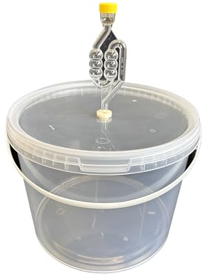 SILPLAST Contenitore per fermentazione da 10 l, con tubo di fermentazione, coperchio, in gomma, per birra, vino o poltiglia, per alimenti, ideale per birre amatoriali, trasparente