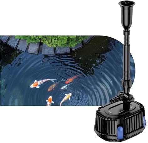 AQPOND SkyFlow Pompa per Laghetto e Fontana 2000 L/H con Giochi d’Acqua – Pompa Sommergibile con Sistema di Protezione Integrato per Laghetti e Fontane da Giardino