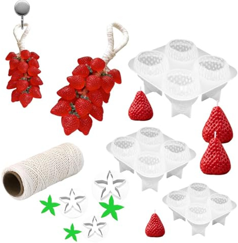 Forma de fresa para jabón, molde para jabón y perfumado – Forma de chocolate, para manualidades, escayola, de resina, artesanía de hielo, casa, apartamento, granja,