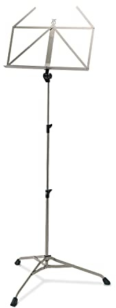 K&M 107 Notenpult Nickelfarbig – Ausziehbarer Notenständer 67,5 - 147 cm - klappbare Notenablage, faltbares Metall-Stativ