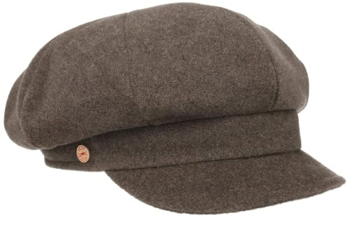 Mayser Newsboy Cap Wide Fit Visor Made in EU Women Autumn Winter Brown
