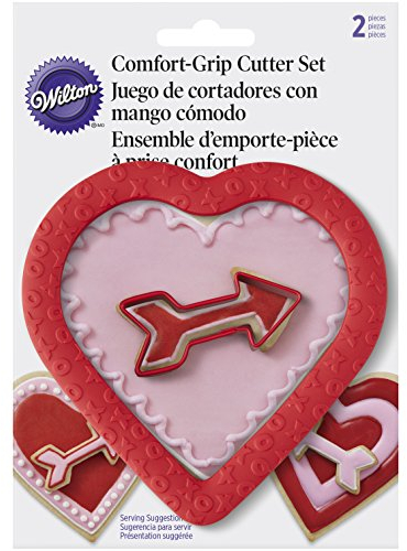 Wilton – Cortapastas (Borde de Goma corazón y Flecha Cookie Cutter Set, Rosa, Juego de 2