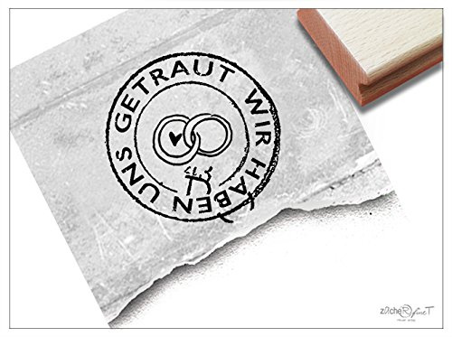 Stempel - Poststempel rund mit Eheringen - Hochzeitsstempel WIR HABEN UNS GETRAUT... für Heiratsanzeigen Dankeskarten zur Hochzeit - von zAcheR-fineT