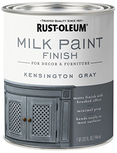 Rust-Oleum Kensington Gray Milk Paint Finish | Decor and Furniture Applications | Matte Finish Brushed Effect | Minimal Prep Needed | No Primers Required | Easy Clean Up | Quart