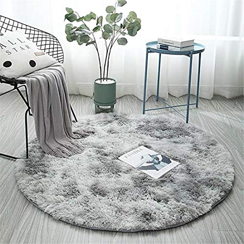 GLITZFAS Runde Faux Lammfell Teppich Kunstfell Schaffell Lammfellimitat Teppich Longhair Fell Nachahmung Wolle Bettvorleger Sofa Matte (160 * 160,Wasserasche)