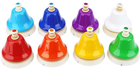 Alomejor 8-Noten Bunte Handglocke Handglocken Set Musikinstrument Spielzeug für Kinder Kinder
