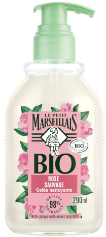 Le Petit Marseillais – Gelée Nettoyante Certifiée BIO Rose Sauvage (flacon-pompe de 290 ml) – Savon liquide avec 98 % d'ingrédients d'origine naturelle – Savon antibactérien sans sulfate ni colorant