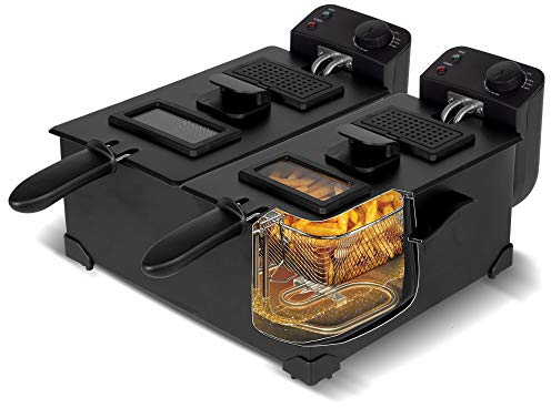 Freidora doble de zona fría / 2x 3L / con contenedor de aceite extraíble (apto para lavavajillas) / acero inoxidable