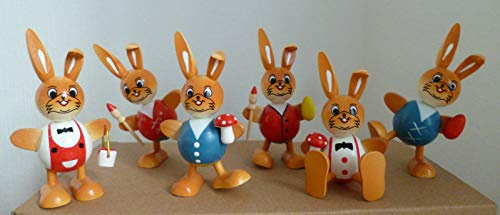 vielesguenstig-2013 6 Verschiedene Osterhasen Kugelhasen Deko Ostern Tischdeko Tafel Holz