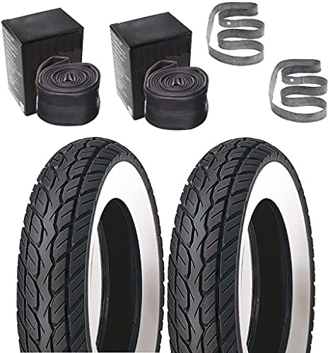 Scooter-ProSports Weißwand Reifen Satz Schlauch Felgenband 100/100 R2.75 für Zündapp Hercules Kreidler