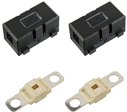 BOJACK 2 st ANS bilsäkringshållare och 2 st högströms- Bolt-On midisäkringar 80 A, för bilar, lastbilar, fordon