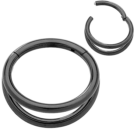 365 Sleepers (8mm) Titan 1,2 mm Doppelring Segment Nasenring Hoop Knorpelohrring Septum Clicker Ring Klappbarer Lippen Conch Daith Helix Rook Tragus Lobe Snug Piercing Schmuck