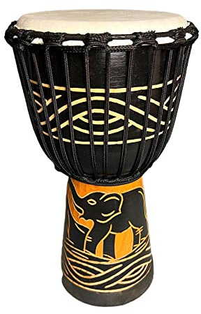 SIPSOCE Djembe Drum 8'' Hand Drum Musical Instrument African Drumk, Bongo (Black elephant)