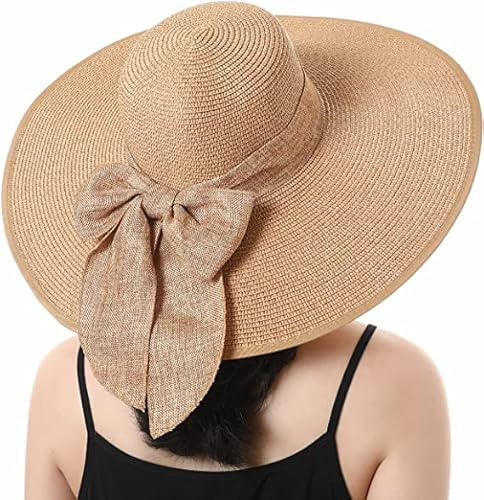 BABAHU Faltbarer Strohhut für Damen, mit breiter Krempe, Sonnenhut, Sommer, Strandhut, UV-Schutzfaktor 50+, Einheitsgröße